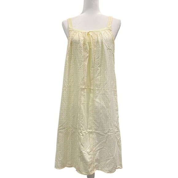 Babydoll Sleeveless House Dress Cottagecore Cotton Lace Trim Nightgown - Picture 1 of 3